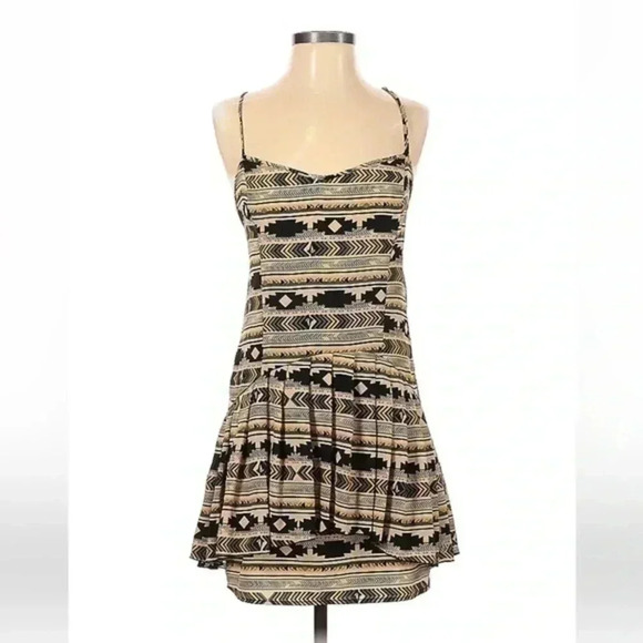 Volcom | Tan & Black Bohemian Vibes Coastal Beach Dress Size S Small - Picture 1 of 2